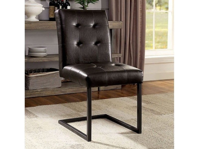 Pisek Brown Gun Metal Dining Chair (Set of 2)