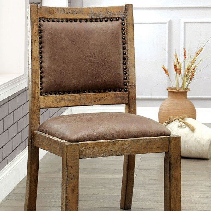 Gianna Rustic Oak & Brown Dining Chair (Set of 2)