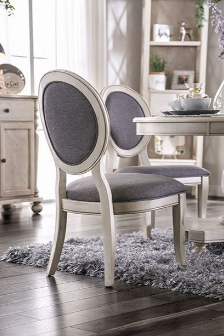 Kathryn Antique White & Gray Side Chair (Set of 2)