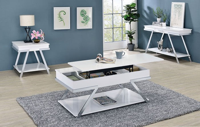 Titus White & Chrome Coffee Table