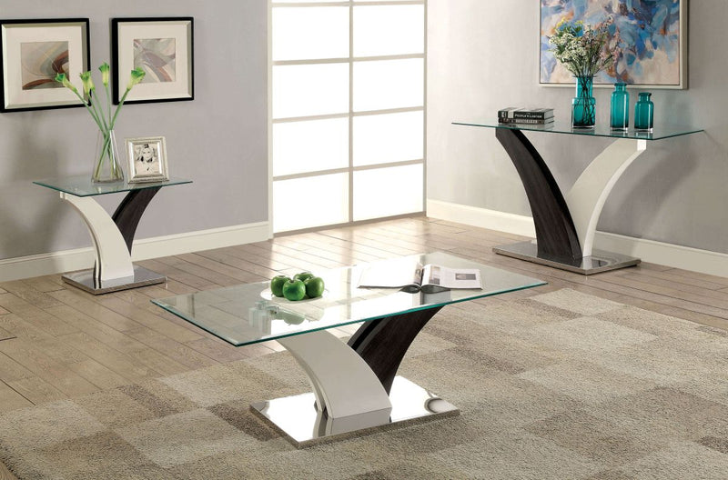 Sloane - White/Dark Gray & Chrome Coffee Table