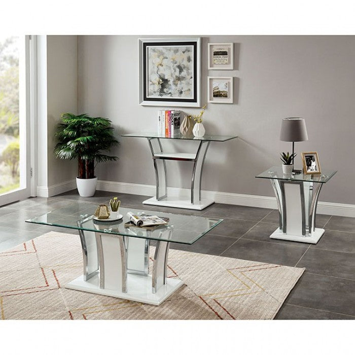 Staten Glossy White/Chrome  Coffee Table