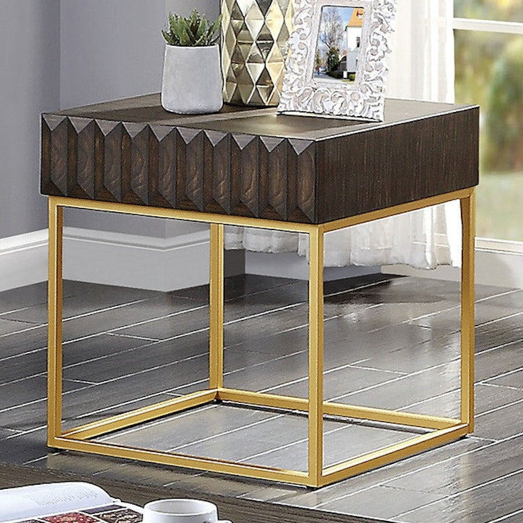 Augsburg Walnut & Gold End Table