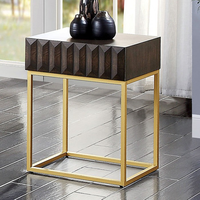 Augsburg Walnut & Gold Side Table