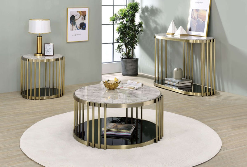 Ofelia Antique Brass & Black End Table