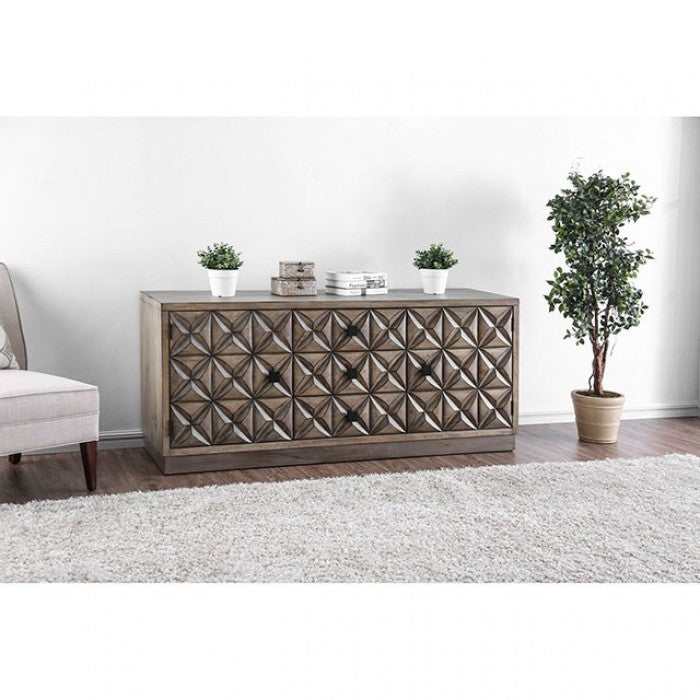 Markos - Weathered Light Oak - 64" TV Stand / Console - Ornate Home