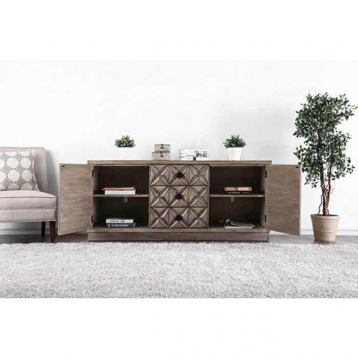 Markos - Weathered Light Oak - 64" TV Stand / Console - Ornate Home