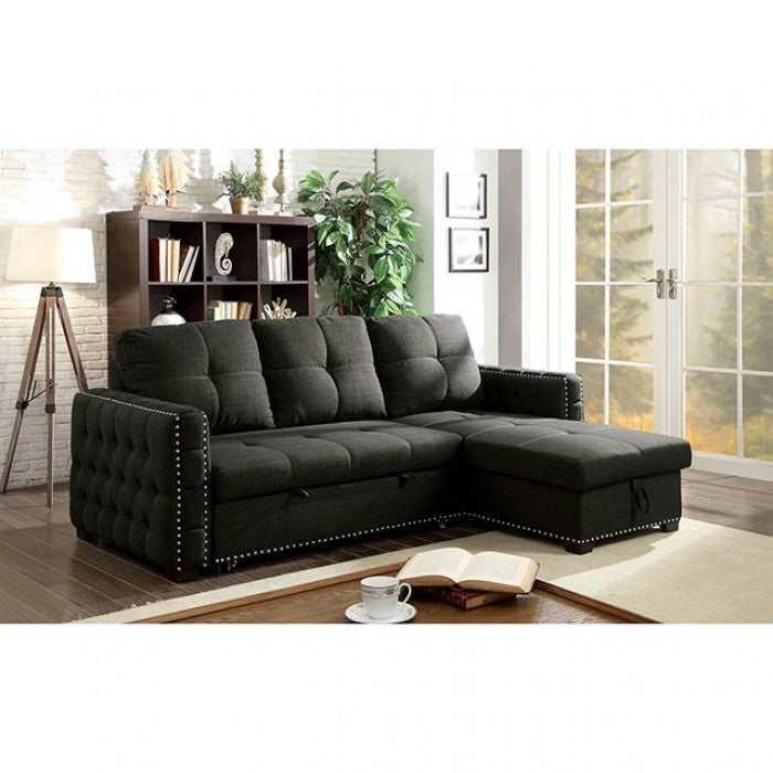 Demi - Dark Gray -  L Shape Sectional Sleeper Sofa - Ornate Home