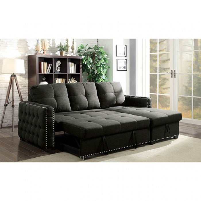 Demi - Dark Gray -  L Shape Sectional Sleeper Sofa - Ornate Home