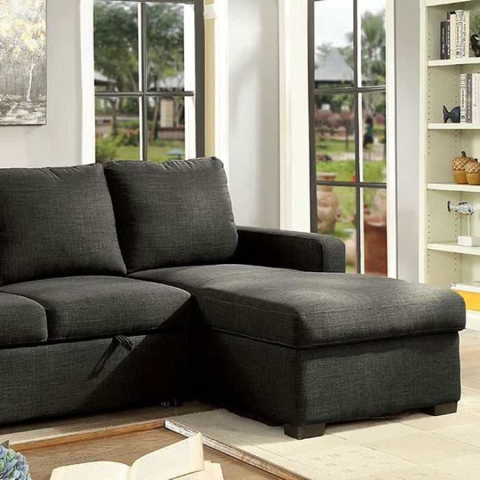 Arabella - Dark Gray -  L Shape Sectional Sleeper Sofa - Ornate Home