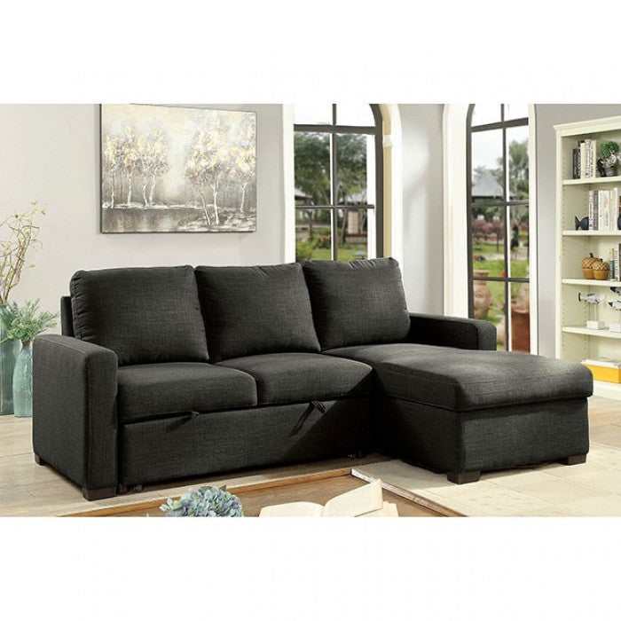 Arabella - Dark Gray -  L Shape Sectional Sleeper Sofa - Ornate Home