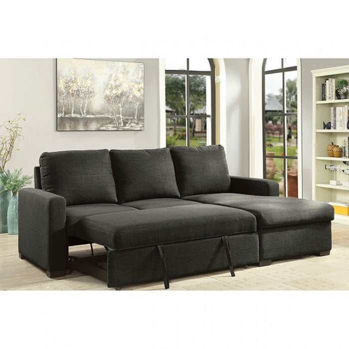 Arabella - Dark Gray -  L Shape Sectional Sleeper Sofa - Ornate Home