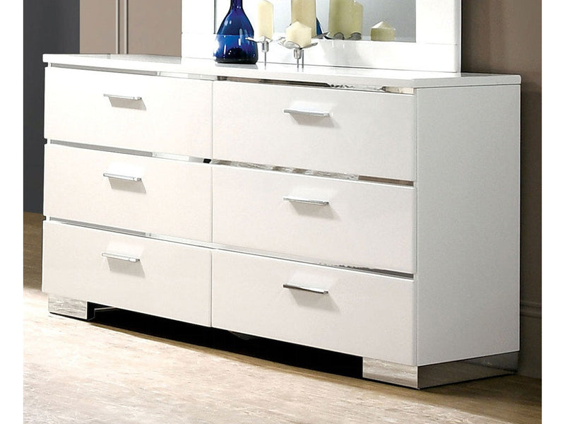 Carlie White & Chrome Dresser