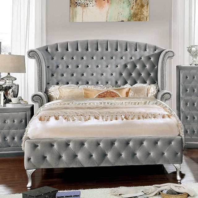 Alzire - Gray - Cal King Platform Bed - Ornate Home