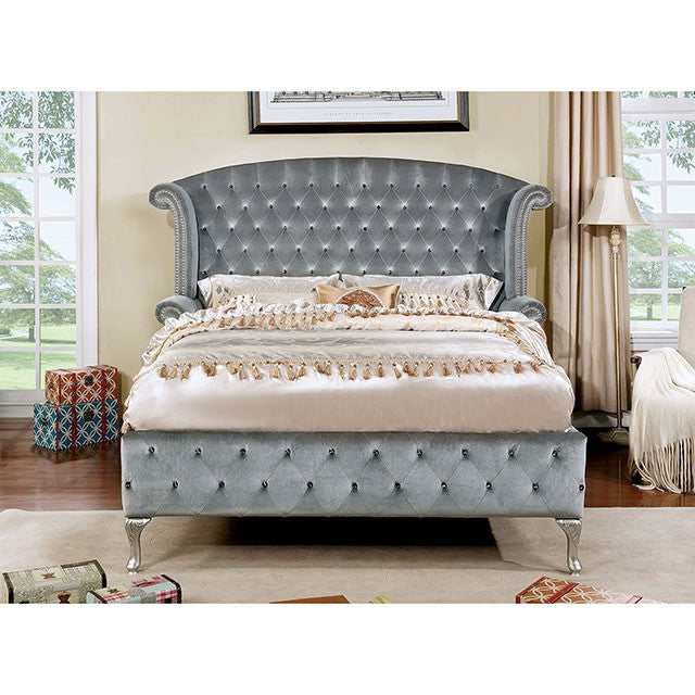 Alzire - Gray - Cal King Platform Bed - Ornate Home