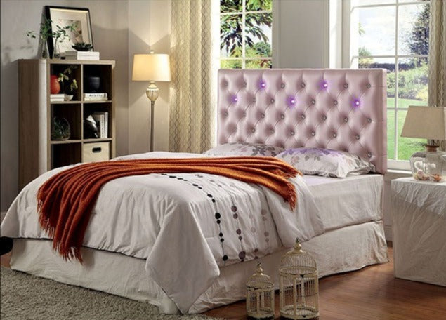 Aldebaran Pink/Rose Gold Upholstered King Headboard