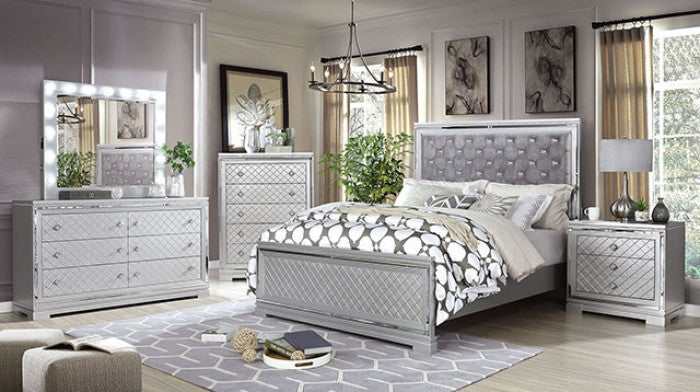 Belleterre - Gray/Silver & Mirrored - Nightstand - Ornate Home