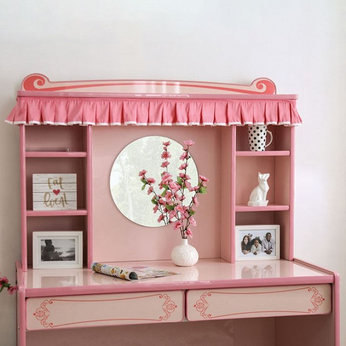 Rhenna Pink Mirror Desk & Hutch