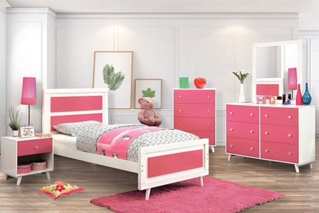 Alivia Pink & White Full Bed