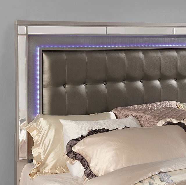 Brachium - Silver - E. King Bed w/ HB LED - Ornate Home