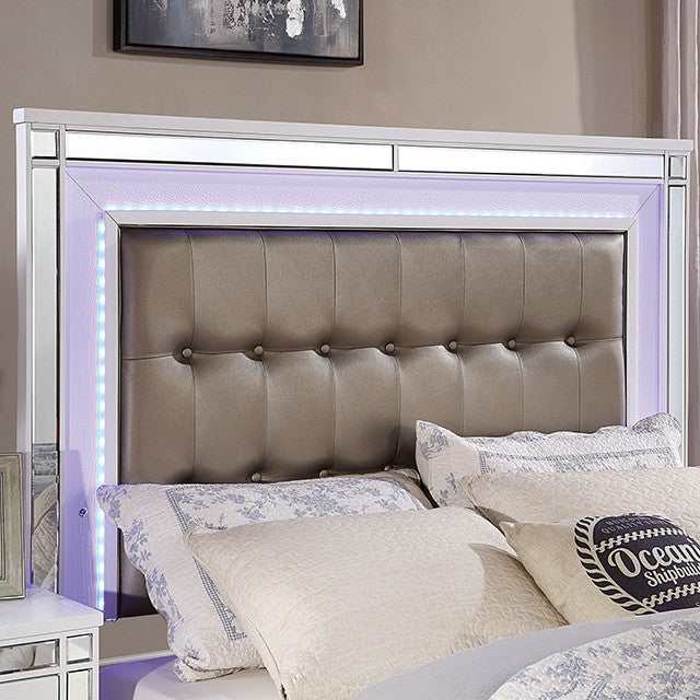 Brachium - White - Cal. King Bed w/ HB LED - Ornate Home