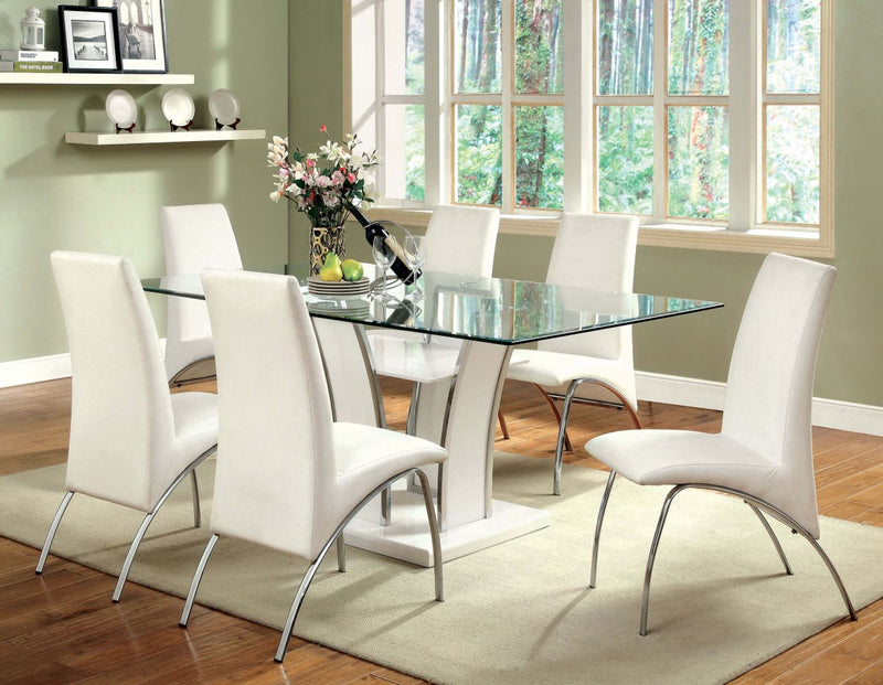 Glenview White & Chrome Dining Table