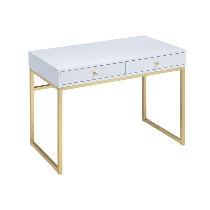 Coleen - White & Brass - Desk - Ornate Home