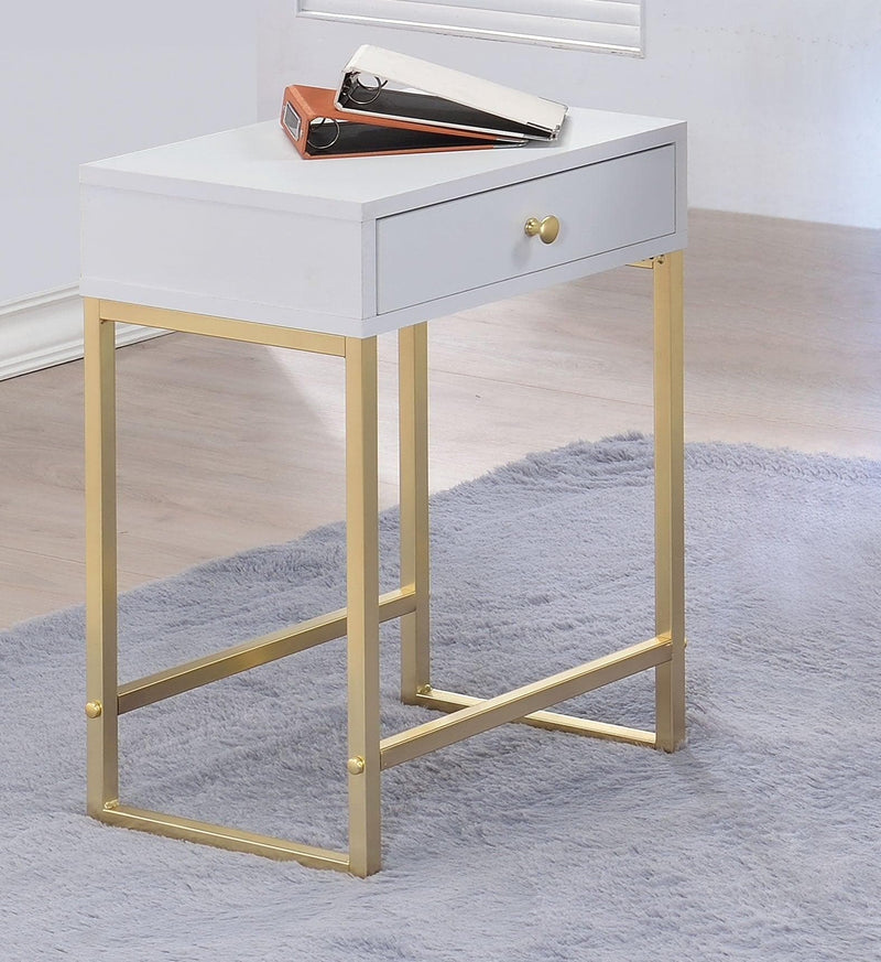 Coleen White & Brass Side Table - Ornate Home