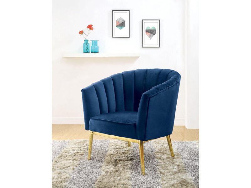 Colla - Midnight Blue Velvet & Gold - Accent Chair - Ornate Home