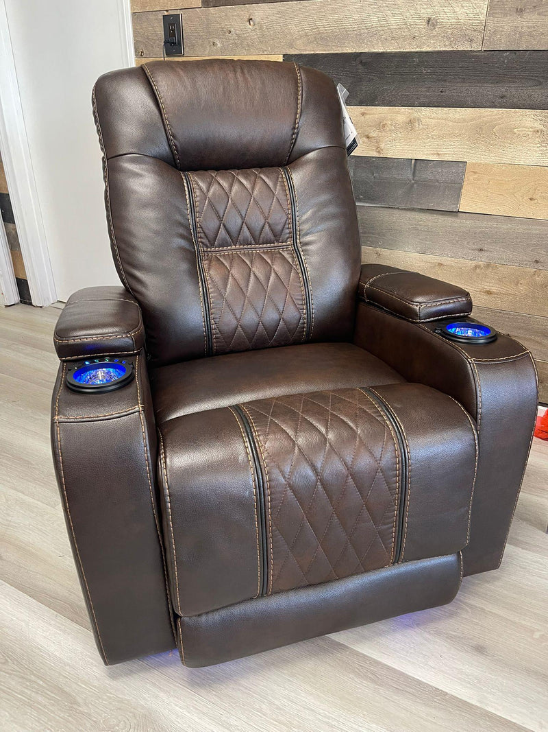 [CYBER WEEK] Composer - Brown - Power Recliner w/ Blue LED - Ornate Home