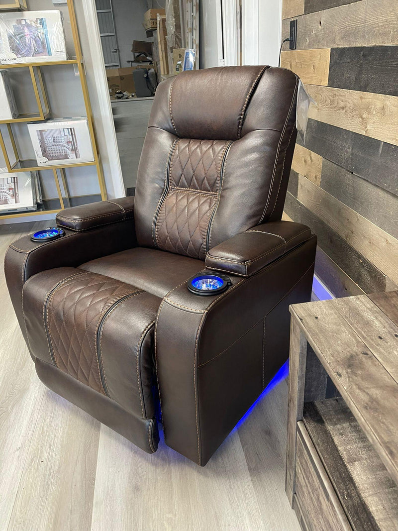 [CYBER WEEK] Composer - Brown - Power Recliner w/ Blue LED - Ornate Home