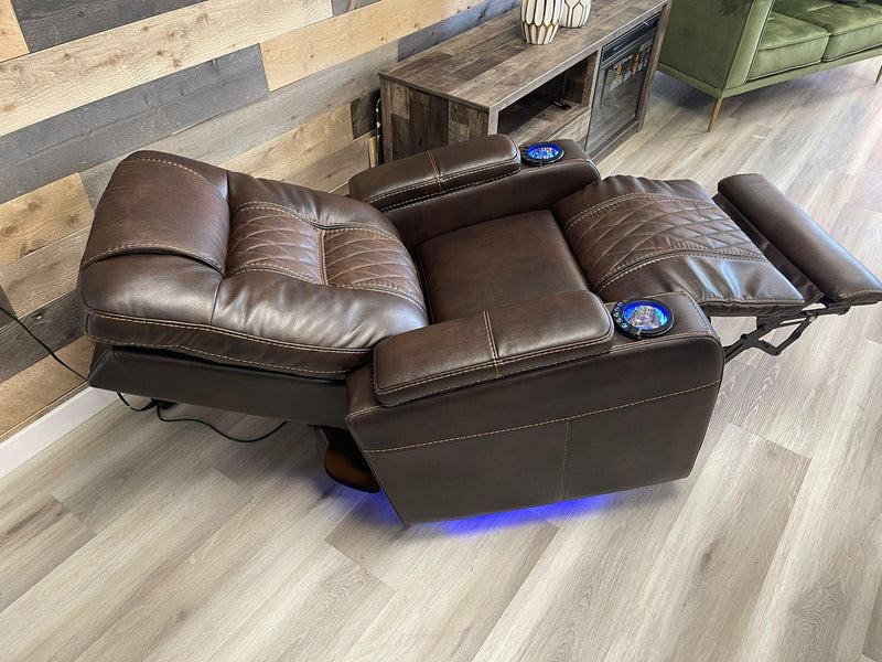 [CYBER WEEK] Composer - Brown - Power Recliner w/ Blue LED - Ornate Home