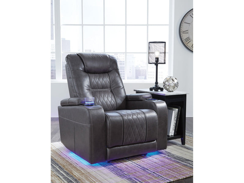 Composer - Gray - Power Recliner w/ Blue LED - Ornate Home