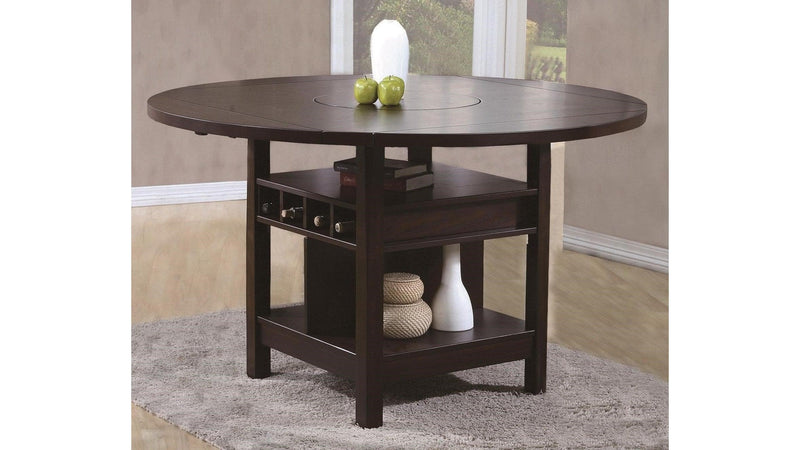 Conner Espresso Counter Height Table w/ Lazy Susan - Ornate Home