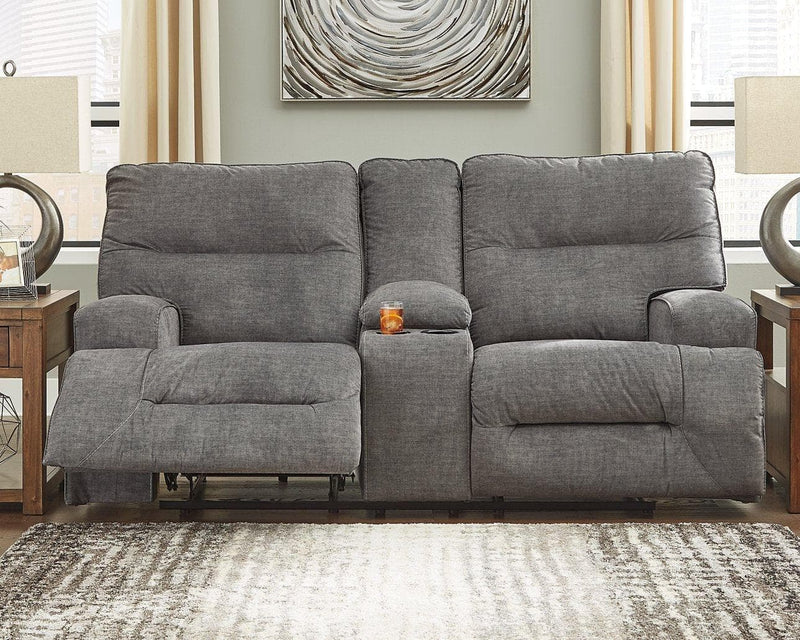 Coombs Reclining Loveseat with Console - Ornate Home