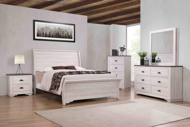 Coralee White Sleigh Bedroom Set - Ornate Home