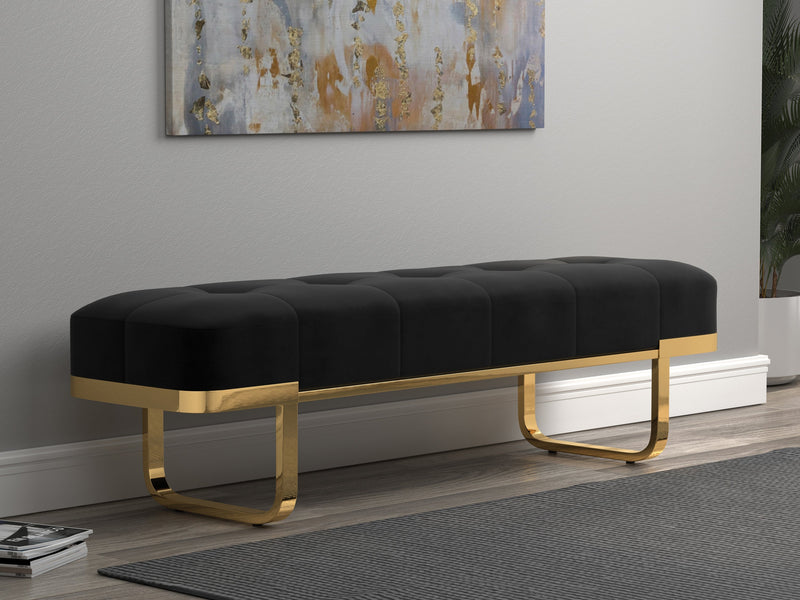 Corinna - Black & Brass - Bench - Ornate Home