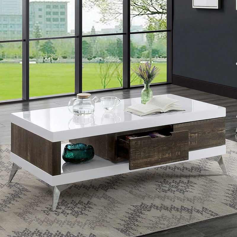 Corinne - White & Dark Oak - Coffee Table - Ornate Home