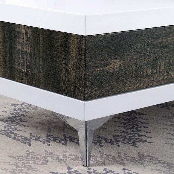 Corinne - White & Dark Oak - 3pc Coffee Table Set - Ornate Home