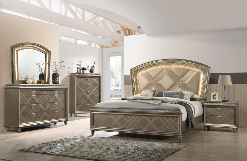 Cristal Gold LED Panel Bedroom Set - Ornate Home