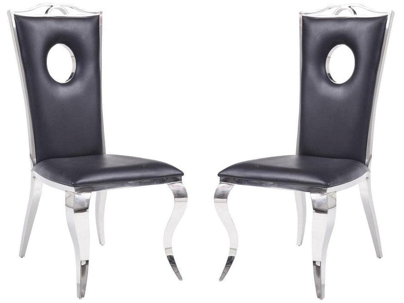 Cyrene - Black Faux Leather - Side Chair (Set of 2) - Ornate Home