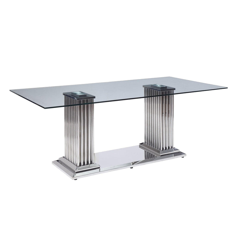 Cyrene - Clear Tempered Glass & Stainless Steel - Dining Table - Ornate Home