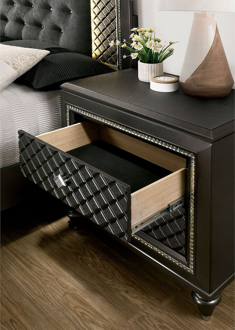 Demetria Metallic Gray Nightstand