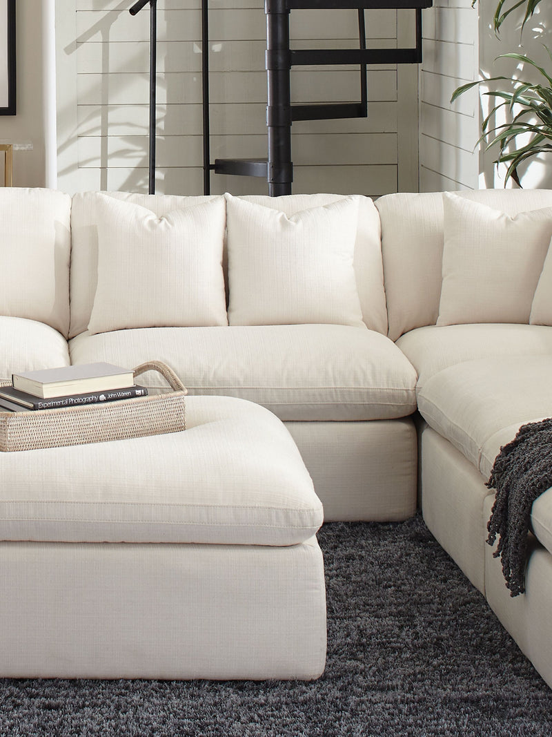 Pluma Ivory Fabric Modular Sectional Pre Sets