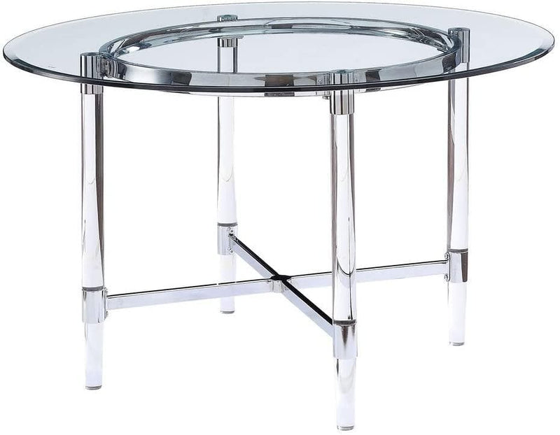 Daire - Clear Tempered Glass Top - Round Dining Table - Ornate Home