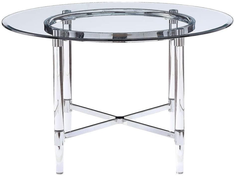 Daire - Clear Tempered Glass Top - Round Dining Table - Ornate Home