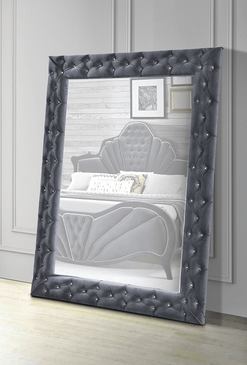 Dante - Gray Velvet - Floor Mirror - Ornate Home