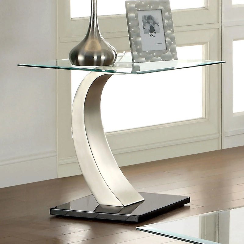 Roxo Satin Plated & Black End Table