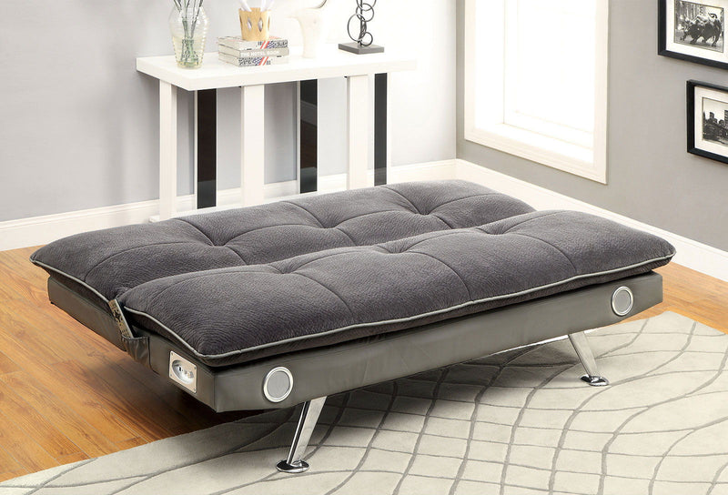 Gallagher Gray Futon Sofa w/ Bluetooth Speaker