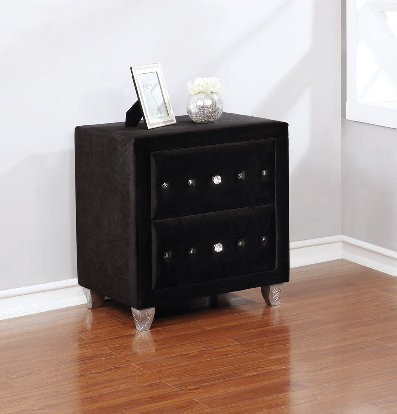 Deanna - Black Velvet - Nightstand - Ornate Home